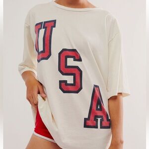 Free People X Original Retro Brand USA Letter Tee Sz L